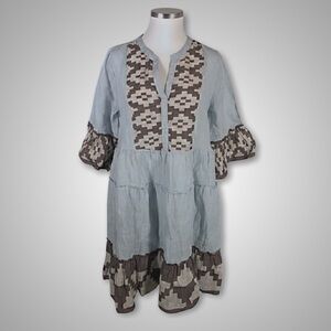 Knee length 100% linen dress